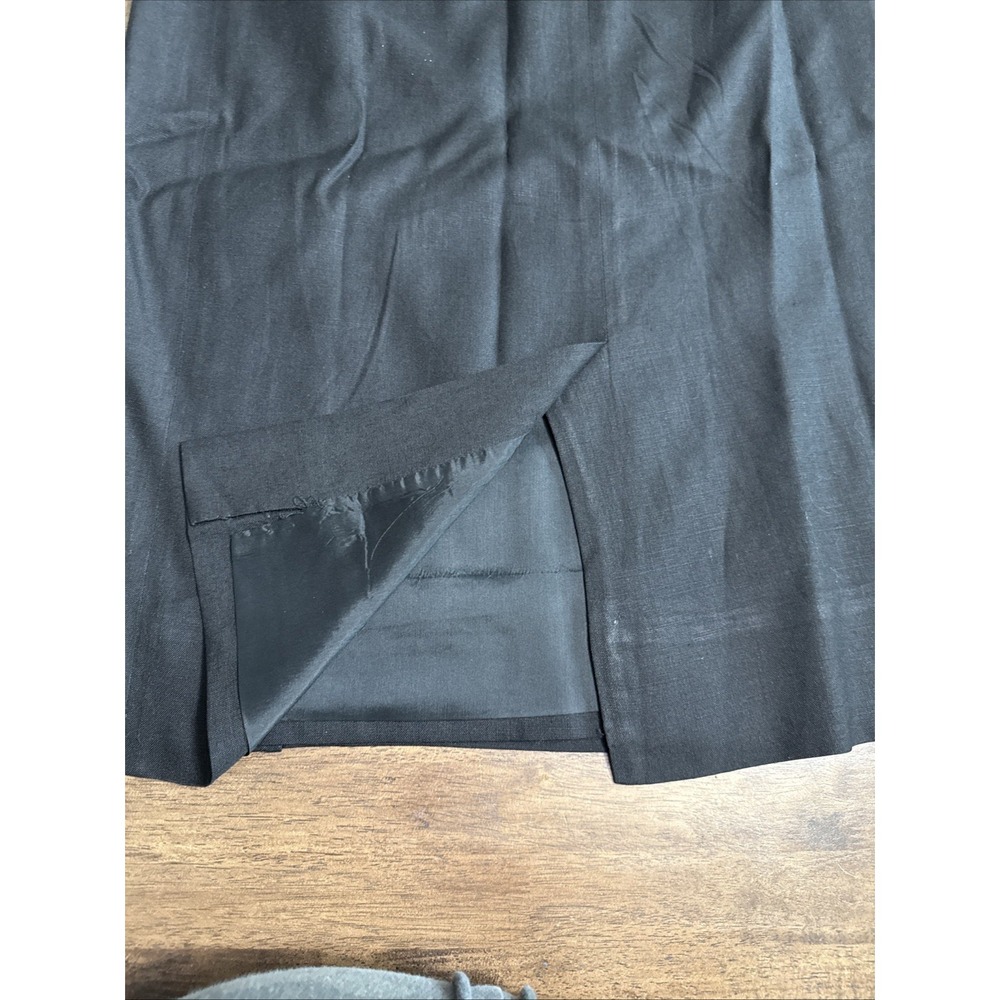 Linda Allard Ellen Tracy Black Linen Blend Wrap Skirt Size 8 Classic Career Work - Picture 9 of 9